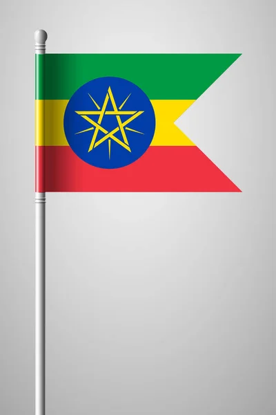 Vlag van Ethiopië. Nationale vlag op vlaggenmast. Geïsoleerde illustrati — Stockvector