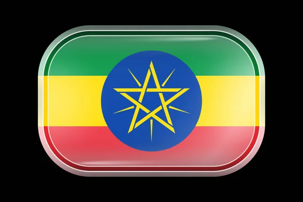 Bandera de Etiopía. Icono de vectores con estera. Forma rectangular vectorial — Vector de stock