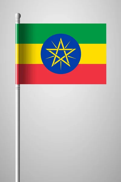 Vlag van Ethiopië. Nationale vlag op vlaggenmast. Geïsoleerde illustrati — Stockvector