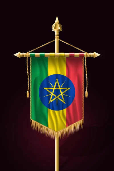 Vlag van Ethiopië. Feestelijke verticale banner. Wandkleden met Go — Stockvector