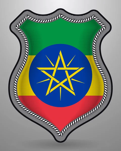 Vlag van Ethiopië. Vector badge en pictogram. Horizontale oriëntatie — Stockvector