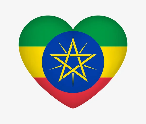 Bandera Nacional en Forma de Corazón de Etiopía. Amo a mi país. Vecto. — Vector de stock