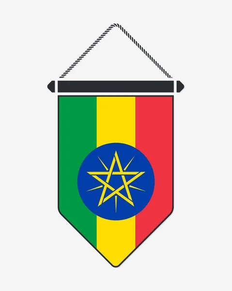 Vlag van Ethiopië. Vector teken en pictogram. Verticale wimpel. Vector — Stockvector