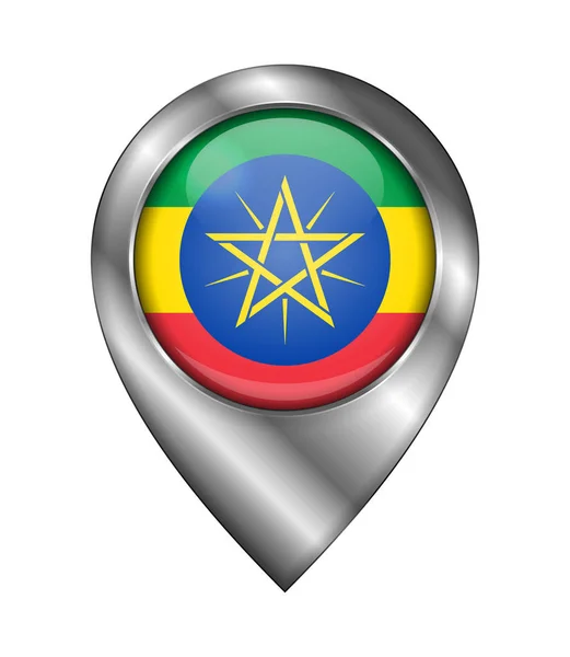 Bandera de Etiopía. Señal de Vector e Icono. Símbolo de ubicación Forma. S — Vector de stock