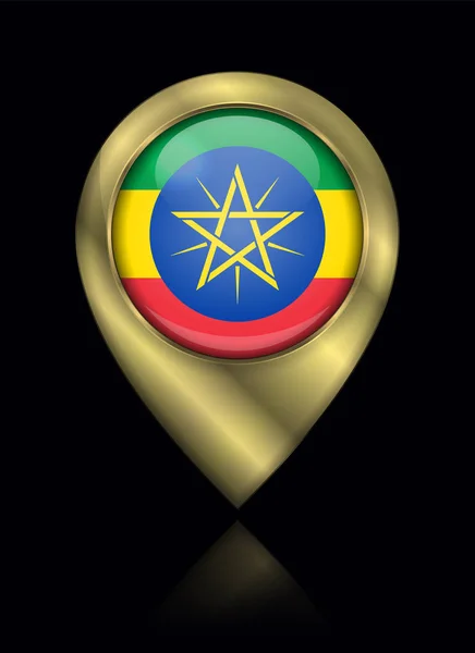 Bandera de Etiopía. Señal de Vector e Icono. Símbolo de ubicación Forma. G — Vector de stock