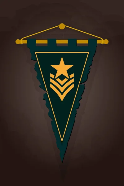 Medieval Triangular Pennant Bandera Con Emblema Élite Fuerza Militar Banner — Vector de stock