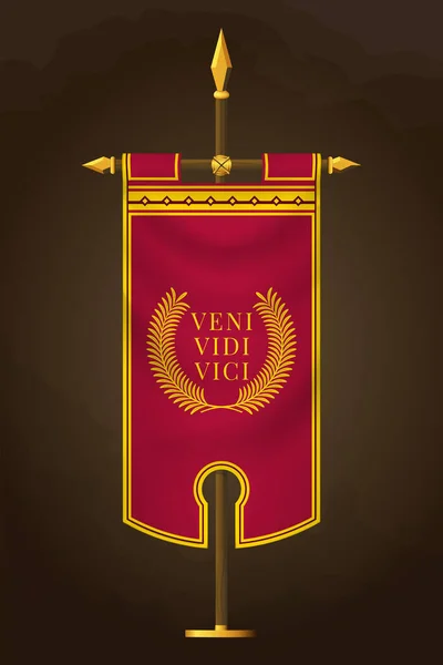 Middeleeuwse Verticale Banner Met Latijnse Citaat Veni Vidi Vici Wall — Stockvector