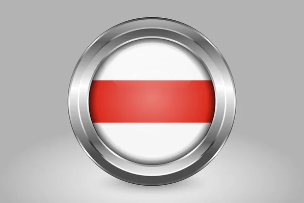 Беларусь Исторический Белый Красно Белый Флаг Векторная Икона Металла Стекла — стоковый вектор