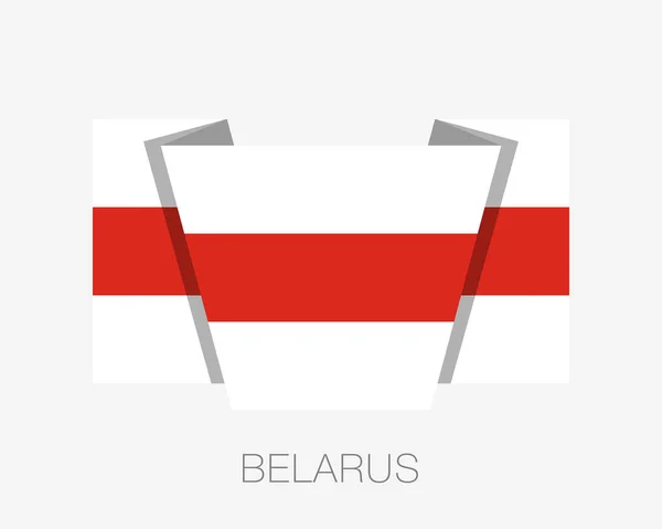 ベラルーシ 歴史的な白赤白旗 白い背景に国名入りのフラットアイコン波旗 — ストックベクタ