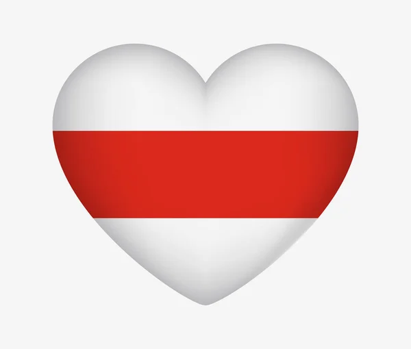 Białoruś Kształt Serca Flaga Historyczna Biało Czerwono Białe Kocham Mój — Wektor stockowy