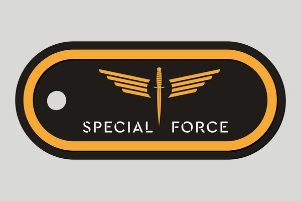 Militär Token Specialstyrkans Emblem Armébricka Design Element För Militär Stil — Stock vektor