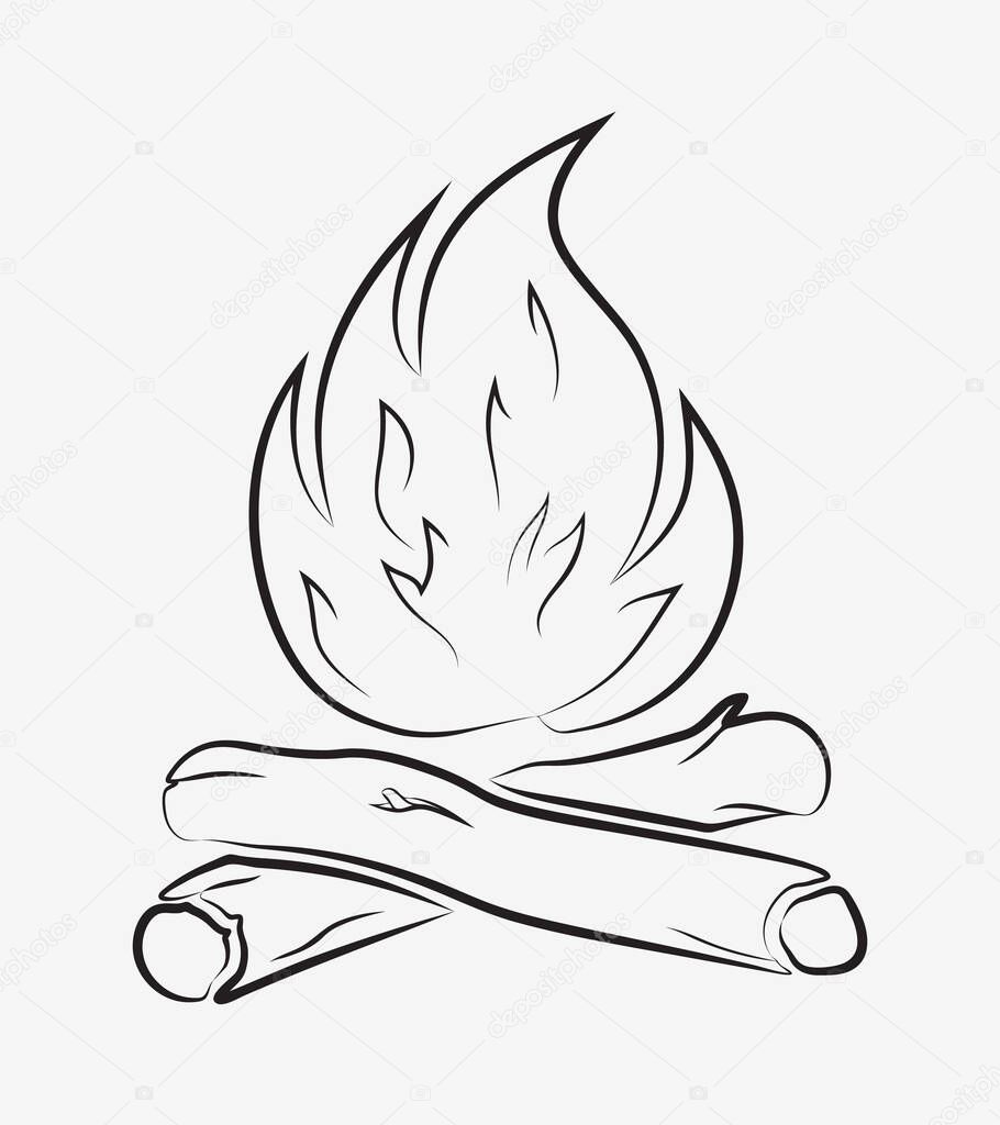 Campfire Outline. Bonfire and Firewood. Simple Element That You Can Use in Any of Your Design Projects. Logo or Tattoo