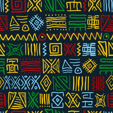 Kusursuz şekillendirilmiş Afrika deseni. Etnik ve Kabile Motifleri. Tekstil, Baskı, Telefon Davası, Tebrik Kartı veya Arkaplan İçin Kullanılabilir