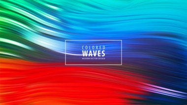 Modern renkli akışı poster. Mavi renk arka plan dalga sıvı formda. Sanat tasarım. Vektör çizim.