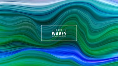 Modern renkli akışı poster. Mavi renk arka plan dalga sıvı formda. Sanat tasarım. Vektör çizim.