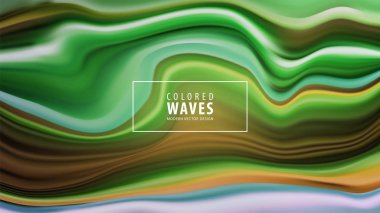 Modern renkli akışı poster. Mavi renk arka plan dalga sıvı formda. Sanat tasarım. Vektör çizim.