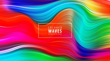 Modern renkli akışı poster. Mavi renk arka plan dalga sıvı formda. Sanat tasarım. Vektör çizim.