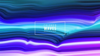 Modern renkli akışı poster. Mavi renk arka plan dalga sıvı formda. Sanat tasarım. Vektör çizim.