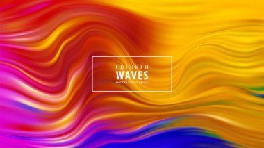 Modern renkli akışı poster. Mavi renk arka plan dalga sıvı formda. Sanat tasarım. Vektör çizim.