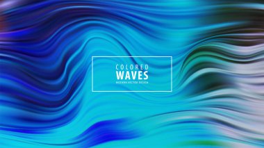 Modern renkli akışı poster. Mavi renk arka plan dalga sıvı formda. Sanat tasarım. Vektör çizim.