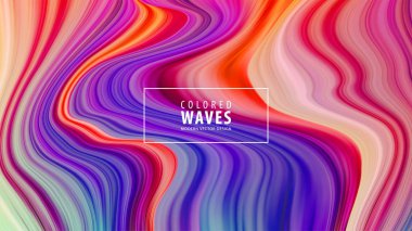 Modern renkli akışı poster. Mavi renk arka plan dalga sıvı formda. Sanat tasarım. Vektör çizim.