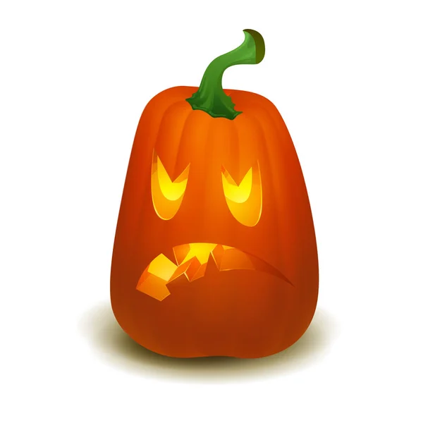 Ρεαλιστική διάνυσμα κολοκύθα Απόκριες με κερί μέσα. Χαρούμενο πρόσωπο κολοκύθα Halloween απομονώνονται σε λευκό φόντο. — Διανυσματικό Αρχείο