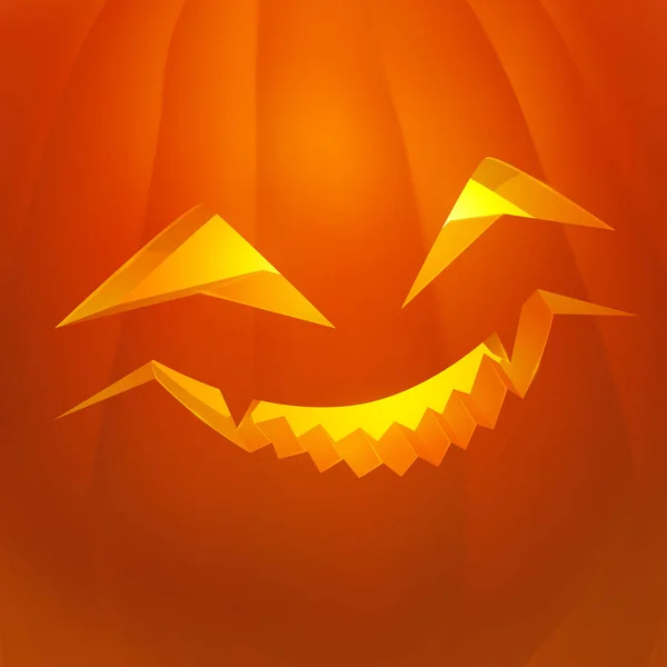 Vector realista de calabaza de Halloween con vela en el interior. Cara feliz calabaza de Halloween . — Vector de stock