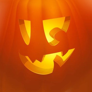 İçinde mum ile Gerçekçi vektör Halloween Halloween kabak. Mutlu yüz Halloween kabak.