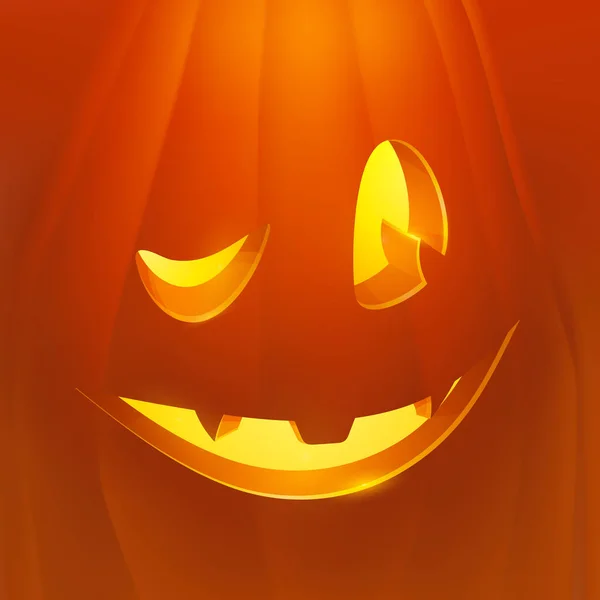Vector realista de calabaza de Halloween con vela en el interior. Cara feliz calabaza de Halloween . — Archivo Imágenes Vectoriales
