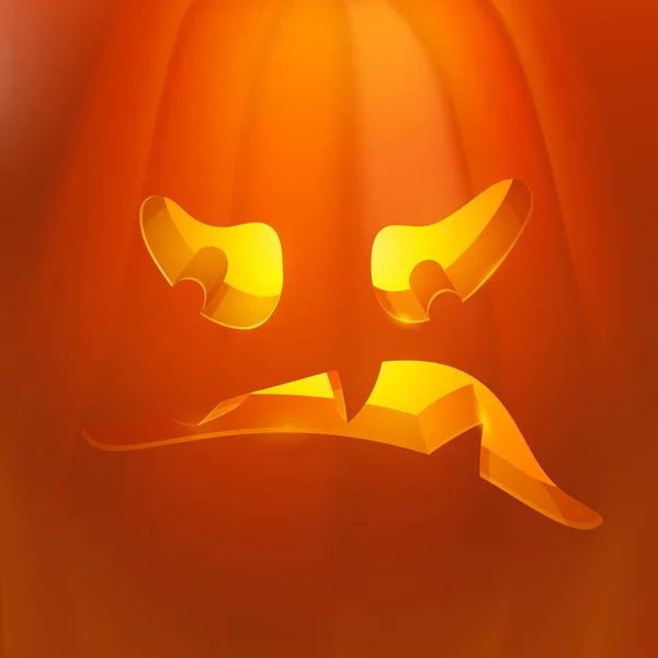 Realistische vector Halloween pompoen met kaars binnen. Boze Halloween pompoen cartoon Emoji gezicht karakter. — Stockvector