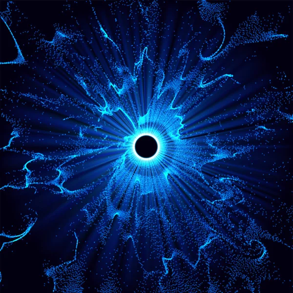 Huecos negros en el espacio. Fondo vectorial abstracto con remolino tonificado azul y agujero en el centro o colapso aislado en negro. .. Ilustración astronómica. Vector . — Vector de stock