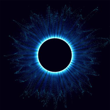 Uzaydaki kara delikler. Mavi tonda girdap ve delik merkezi veya katlayıcı siyah izole ile soyut vektör arka plan. . Astronomik illüstrasyon. Vektör.