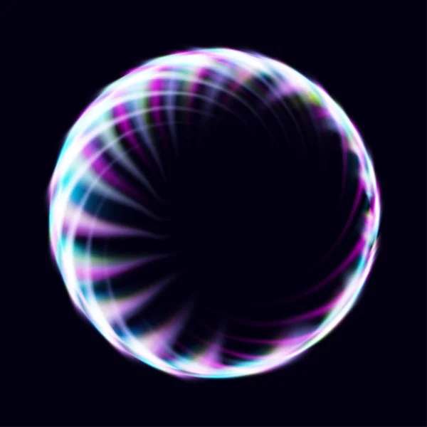 Magic circle light effects. Illustration isolated on dark background. Mystical portal. Bright sphere lens. Rotating lines. Glow ring. Magic neon ball. Vector. Eps10 — Stock Vector