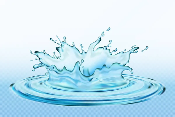 Transparentní vektorová voda šplouchá a vlní na světlém pozadí. Design přírodních, ekologických produktů. — Stockový vektor