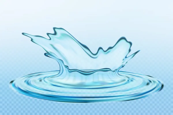 Transparent vektor vatten stänk och vinka på ljus bakgrund. Utformning av naturliga, ekologiska produkter. — Stock vektor