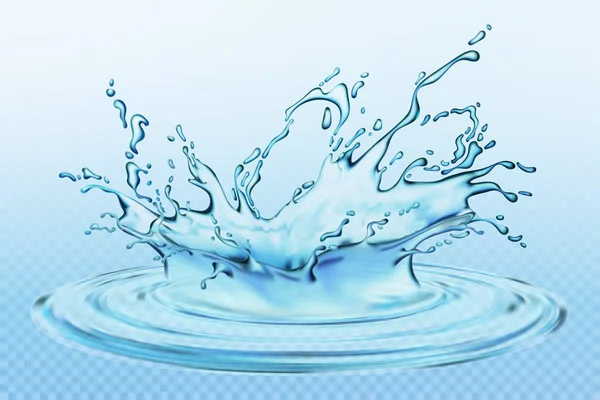 Διαφανές vector water splash και κύμα στο φως φόντο. Σχεδιασμός φυσικών, βιολογικών προϊόντων. — Διανυσματικό Αρχείο