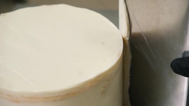 Doces planícies creme doce branco no lado do bolo saboroso — Vídeo de Stock