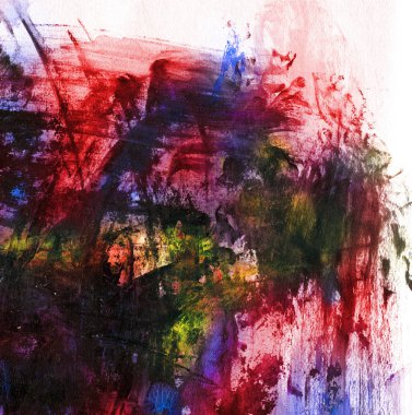 Soyut resim siyah, sarı, kırmızı ve mavi renkte, sanatsal arka plan