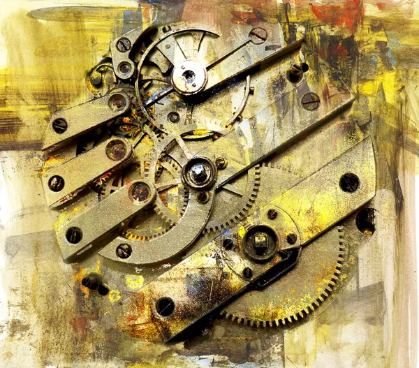 Time machine, abstract painting and combined technique, artistic background