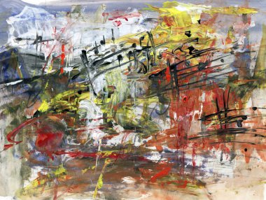 Abstract acrylic painting with musical motif, artistic background clipart
