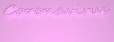 Pembe arka planda 3 boyutlu pembe harfler. Coronavirus. Başlık. 3B görüntüleme.