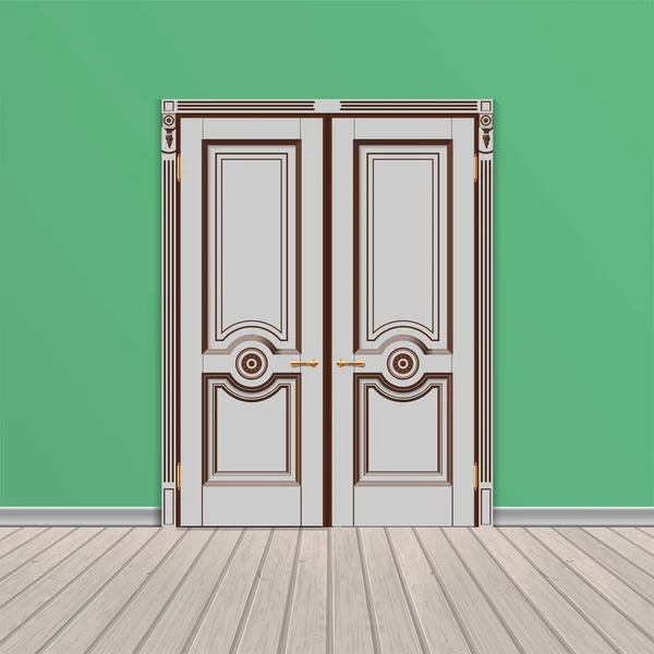 Porte d'entrée double blanche — Image vectorielle