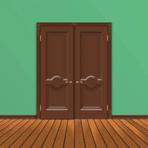 Vecteur de porte d'entrée double en bois — Image vectorielle