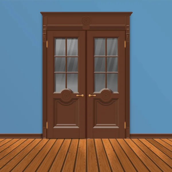 Wooden double entrance door vector — Stock Vector