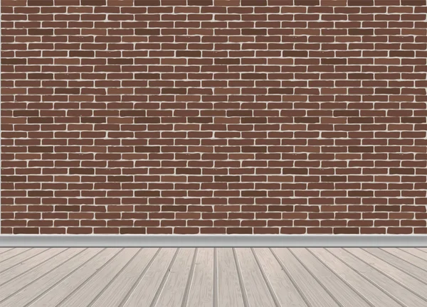 Muro di mattoni rossi e pavimento in legno — Vettoriale Stock