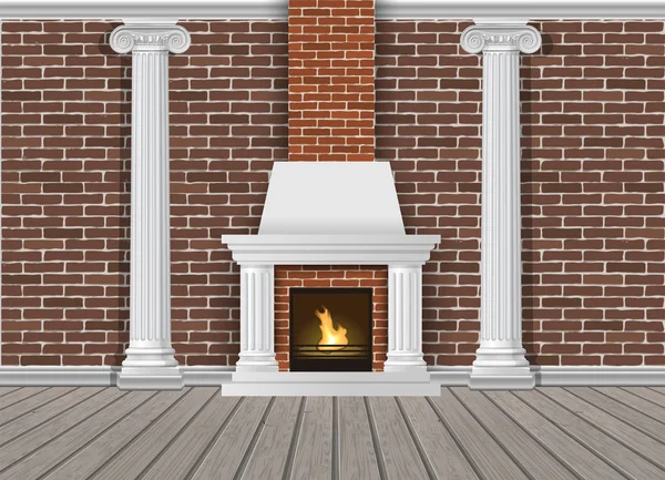 Mur intérieur classique avec cheminée — Image vectorielle