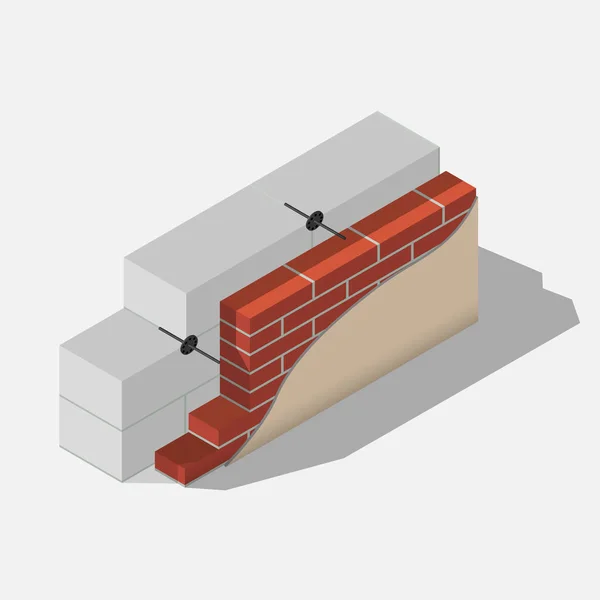 Schema di un muro di cemento armato — Vettoriale Stock