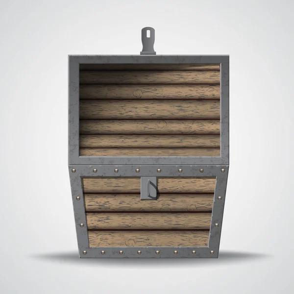 Empty wooden chest. — Stock Vector