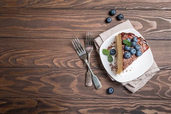 크림과 초콜릿 평면도에 스폰지 케이크의 — 스톡 사진