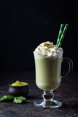 Green tea matcha latte clipart
